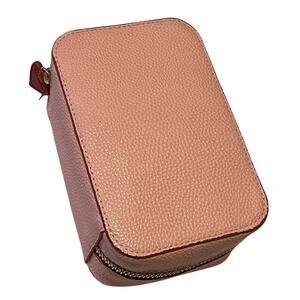 Trish McEvoy Makeup Planner Pink Pebbled Faux Leather Red Heart Travel Organizer